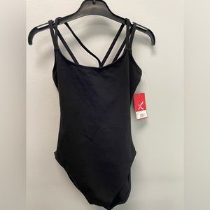 Capezio Double Strap Camisole Leotard CC123 in Black, Size Large Adult NWT